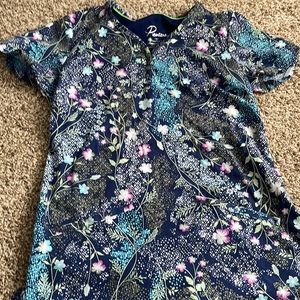 Navy floral scrub top
